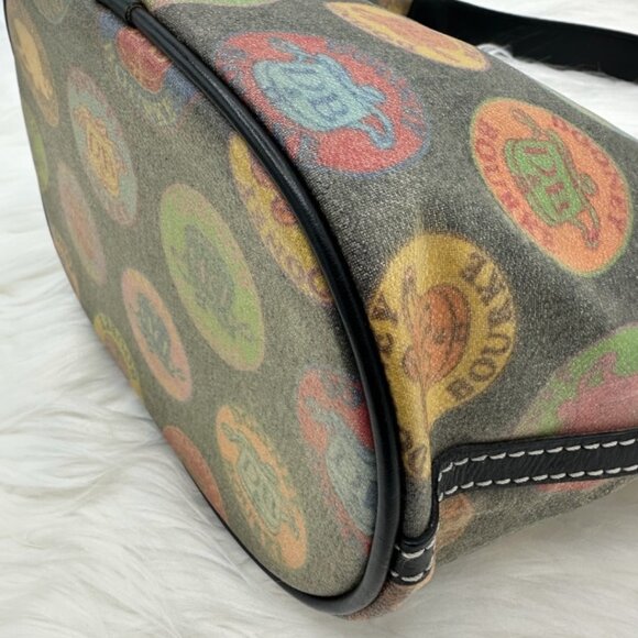 💰SALE💰 Dooney & Bourke Y2K Multi-Color Logo Circles Canvas Hobo Shoulder Bag - Picture 10 of 16